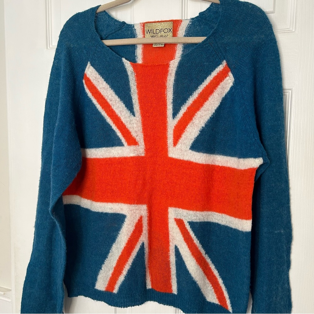 Wildfox White Label Save Queen Penny Lane Union Jack Sweater - Picture 3 of 10